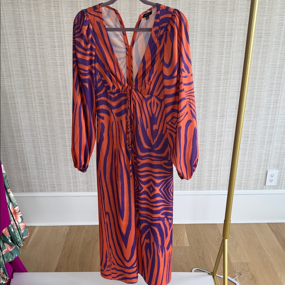 AFRM Orange and Purple Patterned Dress